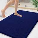 Arotive Bathroom Rugs 44x24, Extra Soft Absorbent Shaggy Chenille Bath Rugs, Machine Washable Rubber Backing Non-Slip Bath Mats for Bathroom Floor Tub and Shower, Home Decor Accessories, Navy