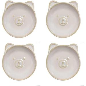 Bear Ceramic Dipping Bowls - Soy Sauce Dishes Set, 4 Pack Small Dip Bowls for Side Dish, Ketchup BBQ Party