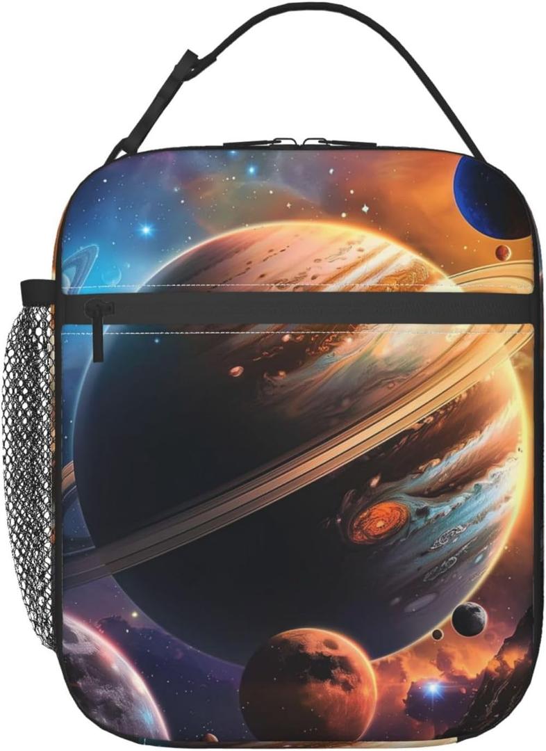 Insulated Lunch Box for Girls Boys Women Adults Kids Galaxy Lunch Box for Work,Picnic,School,Travel,Hiking, Beach or Fishing Polyester Galaxy Lunch Bag Planet