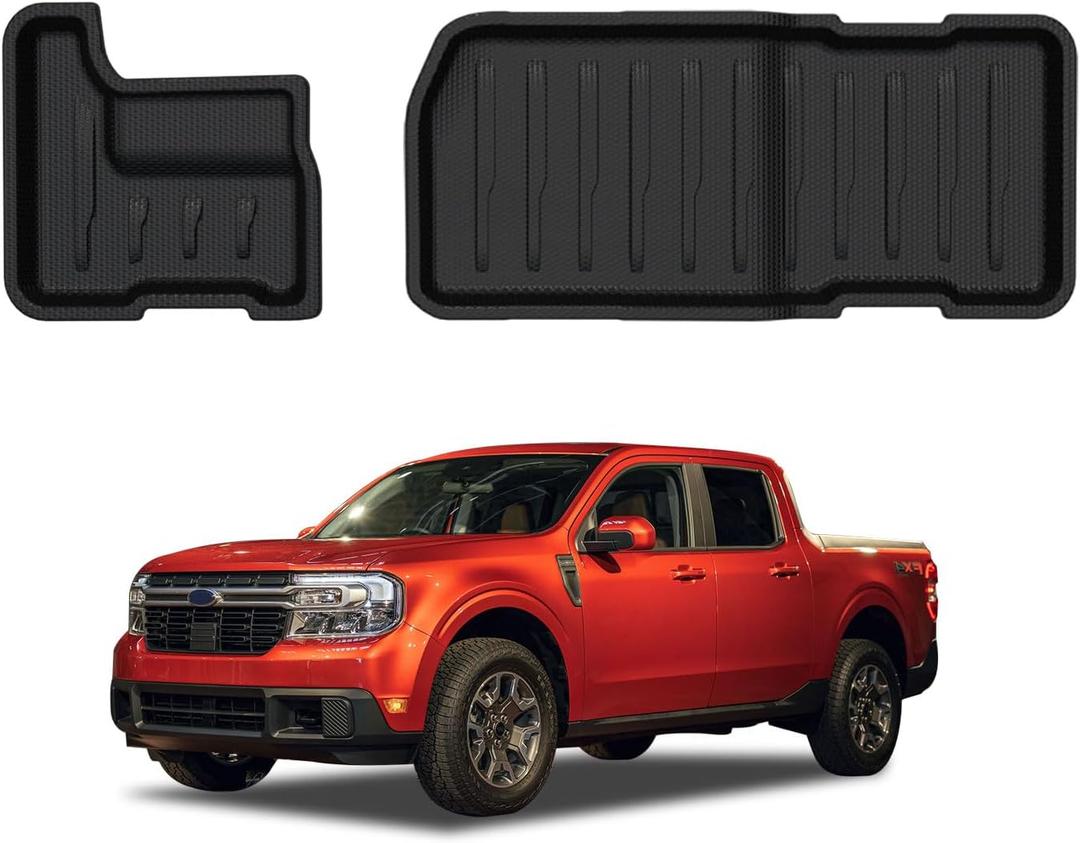 Mabett Under Seat Storage Mats for Ford Maverick Hybrid 2025 2024 2023 2022 Accessories(not fit Gasoline), All-Weather TPE Rear UnderSeat Organizer Liner