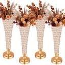 4 Pcs 20 Inch Gold Tall Crystal Vase for Centerpieces Fall Wedding