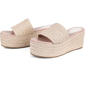 Erocalli Platform Wedge Sandals Espadrille Slide Sandals Slip On High Heel Espadrille Flatform Mules for Women Casual Jute Beach Straw Raffia Sandals