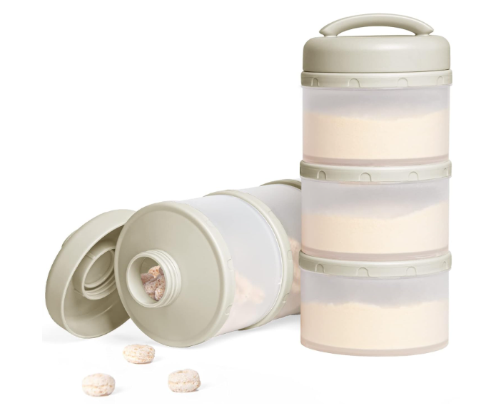 Termichy Stackable Formula Dispenser Portable Milk Powder Container, 2 Pack, Warm Grey