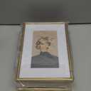 Fkvat 4x6 Picture Frame Set of 4, Matted Brass Simple Modern Brushed Thin Aluminum Metal Photo Frame Fits 3x5 with Mat or 4 x 6 without Mat Vertical and Horizontal for Tabletop and Wall Mounting