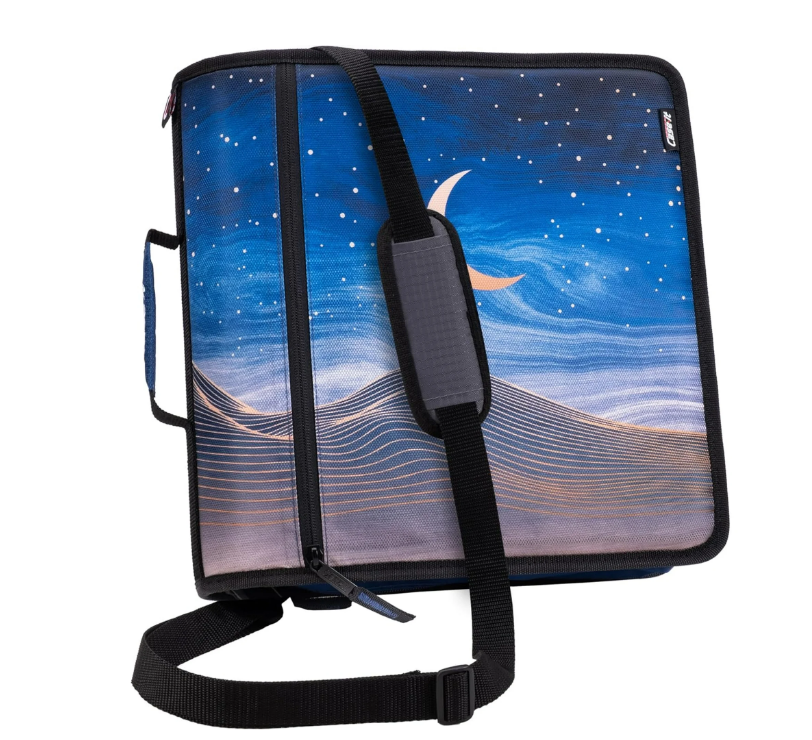 Case-it Mighty Zip Tab Zipper Binder, 3" O-Ring with 5-Color tabbes, Expanding File Folder and Shoulder Strap and Handle, D-146- Desert Night