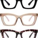 AMOMOMA Trendy Oversized Blue Light Stylish Readers for Women,Retro Square Cute Sturdy Computer Womens Reading Glasses AM6042 +1.5
