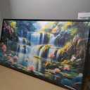 Lotus Flower Natural Large Wall Art for Living Room Mountain Landscape Framed Canvas Decor Waterfall Prints Painting Pictures Extra Large Floral Artwork for Bedroom Bathroom Office Home 30"x60"