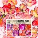 Decoupage Paper Pack (24 Sheets 6"x6") Bright Flowers FLONZ Vintage Styled Seamless Pattern Paper for Decoupage, Craft and Scrapbooking Wildflowers Poppy Garden (Thirteen)