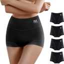 MEIYATING Boy Shorts Underwear for Women High Waisted Cotton Panties Stretch Briefs 4 Pack Plus Size, Large