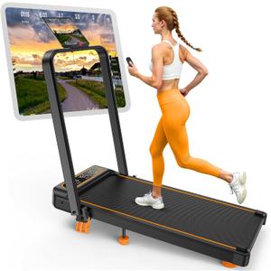 Treadmill Walking Pad with 12% Incline/Handle Bar/2 LED Display, 3.5HP Portable Treadmills for Home Small, Foldable Walking Pad Treadmill 350+lb Capacity, Smart App, 4 Adjustable Incline, RGB Light