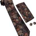 Barry.Wang Men Tie Set Floral Paisley Silk Necktie Pocket Square Cufflinks Woven Jacquard,Classic Neck Ties, for Formal,Wedding,Party,Business,Prom,Graduation, One Size