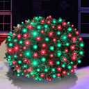 HISHINY LED Christmas Net Lights Outdoor, 5ft x 5ft 100LED Green Wire, Connectable Bush Mesh Net Lights String for Halloween Christmas Party, Shrub, Yard, Tree, Red & Green