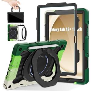 ROISKIN Case for Galaxy Tab A9 Plus 5G/ A9+ 11" with HD Screen Protector & Shoulder Strap,Heavy Duty Military Case for Samsung Galaxy A9 Plus SM-X210/X216/X218 - Rotating Stand for Kids