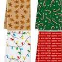 Sratte 4 Pcs Christmas Dish Towels for Kitchen 18x 30 Inch Geometric Quick Dry Microfiber Gingerbread Candy Cane Merry Christmas Tea Towel Absorbent Reusable Xmas Dishcloth for Kitchen Decoration Gift