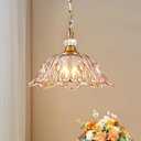 sunkryster 1 Piece Black Chandelier Light Fixtures with Glass Shade, Black Farmhouse Pendant Light,Hanging Light for Kitchen Island Room,Hallway,Living Room,Bedroom, Brass and Amber