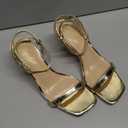 GENSHUO Women's Kitten Low Heels Square Open Toe Ankle Strap Sandals Sexy Strappy 2 Inch High Heels for Women Comfort Dress Party Wedding Shoes (6, Gold)