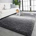 TWINNIS Super Soft Shaggy Rugs Fluffy Carpets, 8x10 Feet, Indoor Modern Plush Area Rugs for Living Room Bedroom Kids Room Nursery Home Decor, Upgrade Anti-Skid Rectangular Fuzzy Rug, Grey White