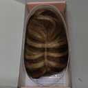 Rich Choices 100% Real Human Hair Topper with Bangs - Real Remy Hair Topper for Women Thinning on Top, 5.1x2.7 Inch Breathable Invisible Clip In Silk Base Hair Piece 14 Inch #2R Chocolate Brown