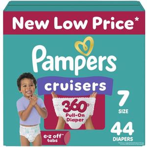 Pampers Diapers - Cruisers 360 - Size 7, 44 Count, Babyproof up to 100% Leakproof Pull-On Diaper