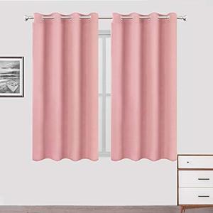 LEMOMO Pink Blackout Curtains/52 x 45 Inch Length Kids Curtains/Set of 2 Panels Grommet Bedroom Curtains for Living Room Curtains