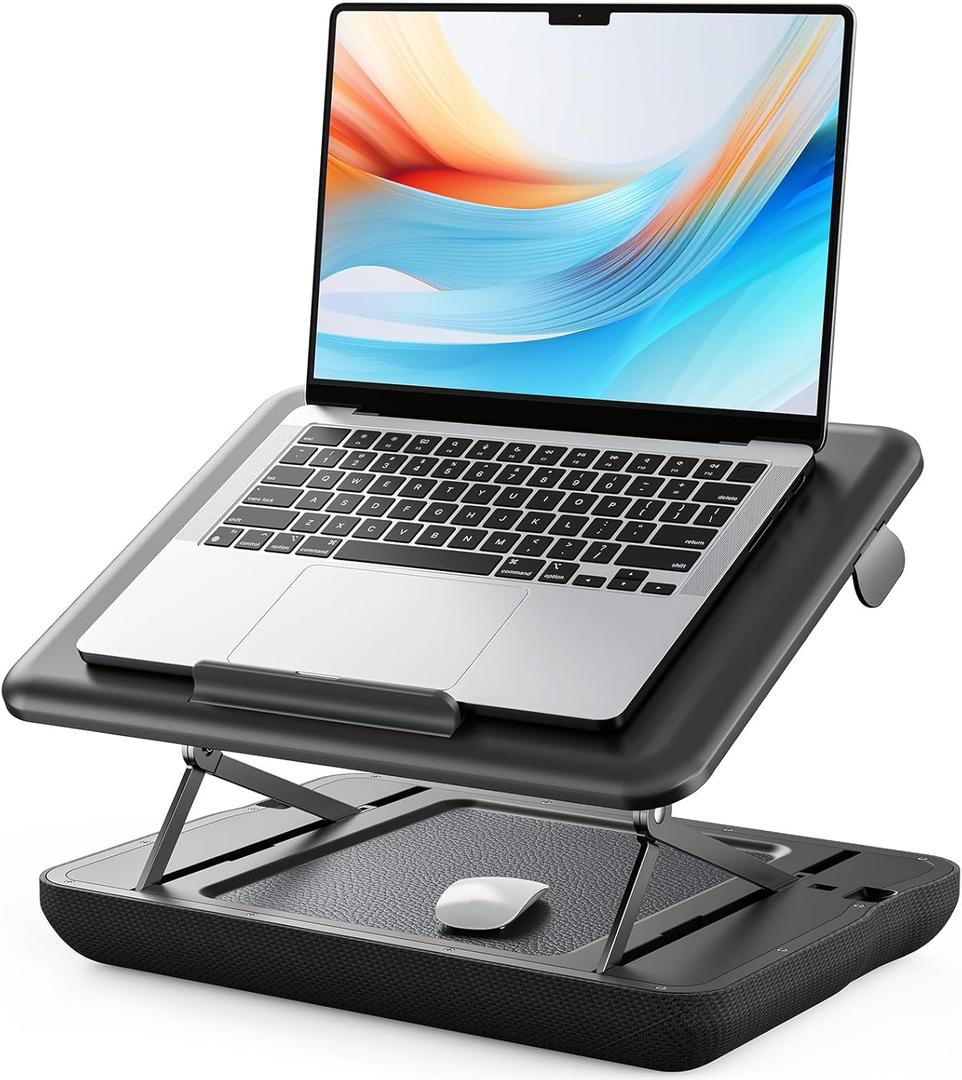 Height & Tilt Adjustable Lap Desk, Portable Laptop Stand for Bed, Car, Couch and Recliner, Foldable Lap Desks - Up to 15.6 Inch Laptops