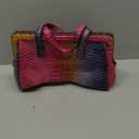 Women Fashion Crocodile Print Handbag Shoulder Satchel Top Handle Crossbody Bag (1-colorful Rose and Blue)