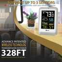 Indoor Outdoor Thermometer Wireless Weather Stations, with 330ft Range Sensor and Adjustable Brightness Inside Outside Temperature Humidity Monitor (Multi)