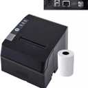 Thermal Receipt Printer, 80mm POS Printer, Restaurant Kitchen Printer with Auto Cutter, USB/Ethernet Interface for Windows/Mac/Linux, Support Cash Drawer, Not Compatible with Square