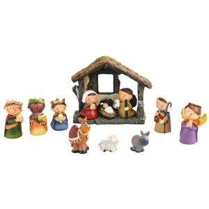 Chonsun Nativity Christmas Village 3.5 Inch 12 PCS Nativity Scene Collectible Bulidings Christmas Village Scene Vintage Xmas Holiday Decorations Displays for Indoor Room Desktop Decor