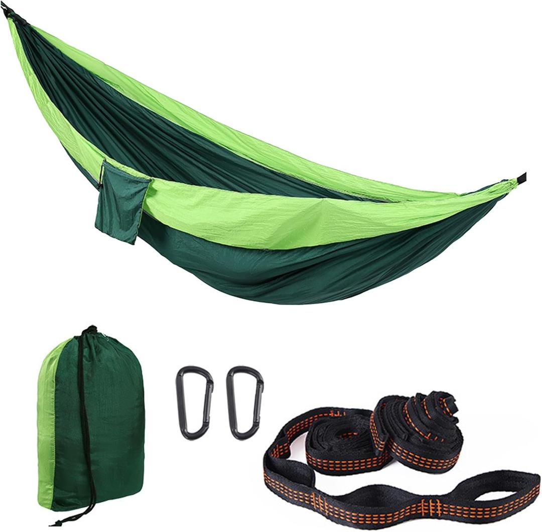 Outdoor Large Hammock for Camping Hammocks Gear for The Backpacking Survival Travel Portable Lightweight Parachute Nylon,Sturdy and Durable Up to 660lbs (Green)
