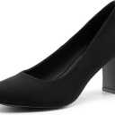 DREAM PAIRS Women's Block Heels Closed Toe High Chunky Rounded Toe Pumps Comfortable Slip On Work Shoes (9)