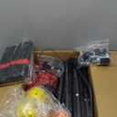 Portable Pickleball Net with Wheels, 22 FT Regulation Size/11 FT Half Court, Weather Resistant Metal Frame and Strong PE Net with Carry Bag and Pickleballs, for Driveway Garages - Black Red