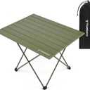 TOMSHOO Camping Table Folding Portable Beach Table with Carry Bag Aluminum Lightweight Foldable Table for Outdoor Hiking Picnics BBQ (Green, Large)