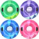 3Pack Snow Tubes, Snow Sled for Kids and Adults, Cold-Resistant Inflatable Snow Tube, Thickened Heavy Duty Sleds for Winter with Handles, Snow Toys, Snow Sleds for Family Activities Outdoor Fun (Green, Pink, Blue, Violet)