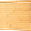 Large Bamboo Wood Cutting Boards for Kitchen, 1" Thick Charcuterie Boards, Butcher Block with Juice Grooves & Handles (Natural)