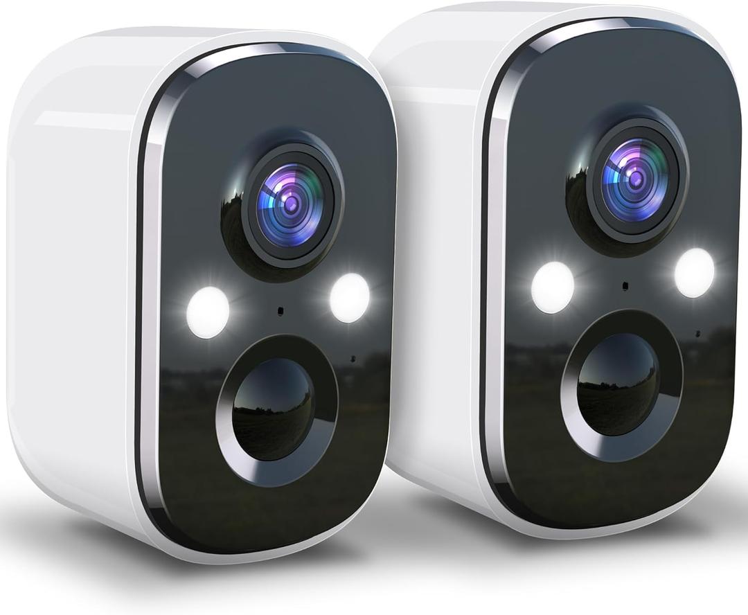 Techage Security Cameras Wireless Outdoor, 2K Battery Powered WiFi Cameras for Home Security with AI Motion Detection, Color Night Vision, 2-Way Talk, IP66 Waterproof, Cloud/SD Storage 2 Pack