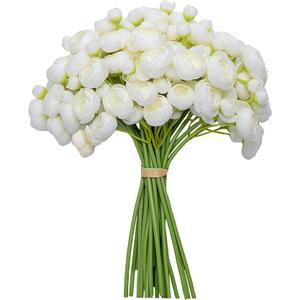Meldel 32Pcs Ranunculus Artificial Flower, Faux Silk Mini Ivory White Ranunculus Flowers for DIY Bouquet, Bulk Fake Peony Wedding Filler Flowers for Centerpieces Arrangements Bridal Shower Decorations