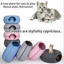 Cat Cave,Cat Tunnel Bed for Indoor Cats,Cat Donut Tunnel for Pet Cat House,Detachable Round Cat Felt & Washable Interior Cat Play Tunnel (Pink,Small)