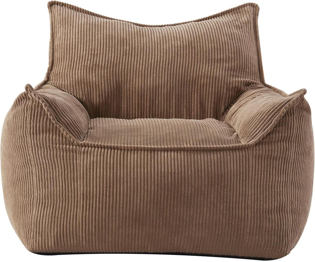 Giant Bean Bag Chair for Adults, Corduroy Large Bean Bag Chairs for Teens with Armrests, Comfy Adult BeanBag Chair Sofa Couch with Filler Included for Bedroom Living Room, 39.3 inches x 35 inches x 32.6 inches