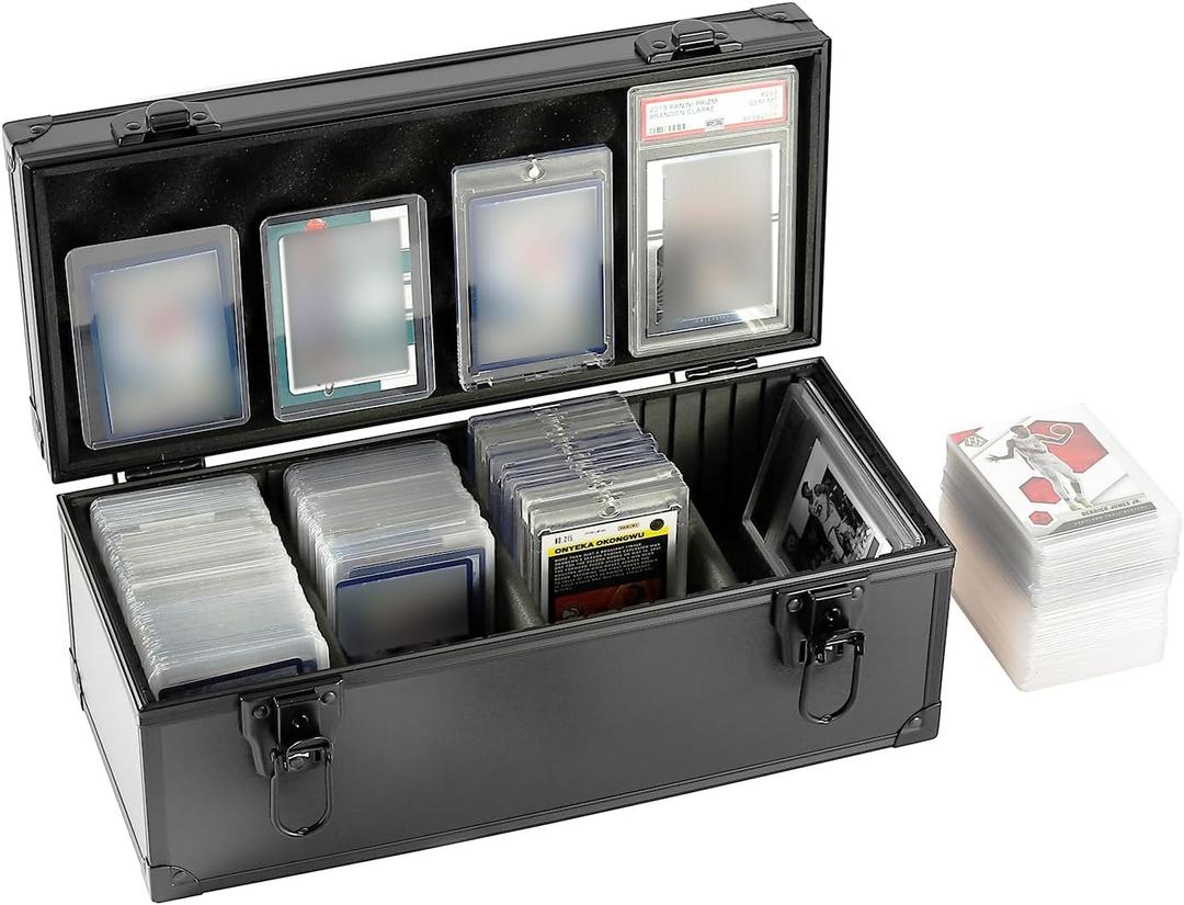 Toploaders Storage Box for 3" x 4" 35pt Rigid Cards, Trading & Sports Cards, Graded & Rating Cards, with 3 DIY Sponge Partitions (Holds 300+ Toploaders (N300-Black)