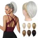 NTYNTY Ponytail Extension - 10" Short Claw Clip in Ponytail Hair Extensions Messy Bun Hair Piece Natural Soft Synthetic Straight Pony Tail Hair Pieces for Women - Silver