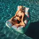 Big Joe Captain's Float No Inflation Needed Pool Lounger, Sweet Shells Peach Double Sided Mesh, Quick Draining Fabric, 3 feet