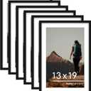 PEALSN 13x19 Picture Frame Set of 6, Display Pictures 11 x 17 with Mat or 13 x 19 without Mat for Wall Mounting Display, Poster Frames Collage for Wall Decor, Black.