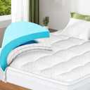 Dual Layer 3 Inch Memory Foam Mattress Topper King Size, 2 Inch Cooling Gel Memory Foam Plus 1 Inch Pillow Top Mattress Pad Cover, with 8-21 Inch Deep Pocket