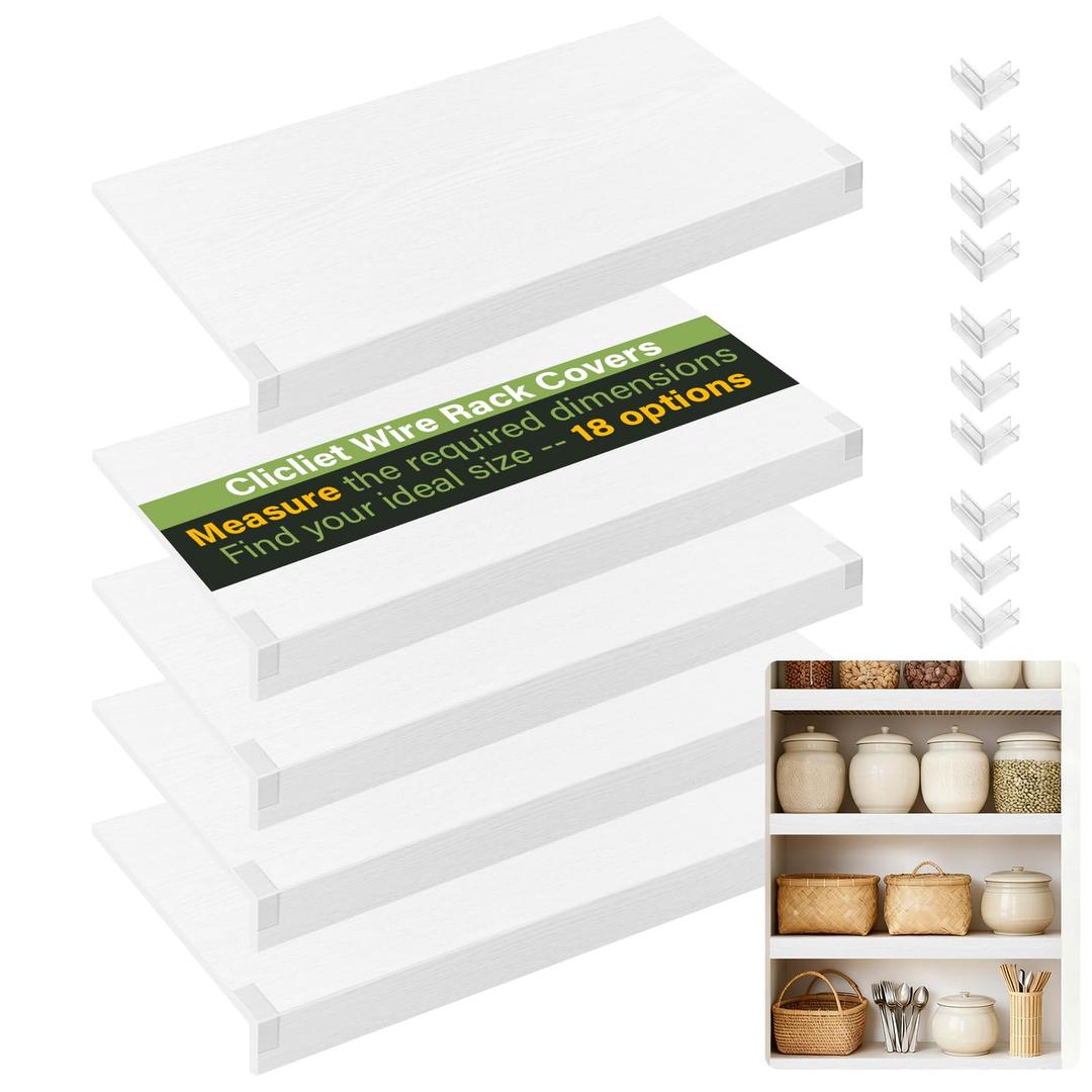 Wire Shelf Covers, 36" W X 16" D PVC Wire Rack Covers for Pantry (4pcs)