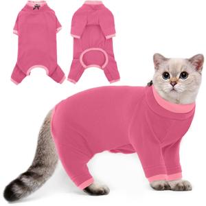 PUMYPOREITY Cat Hair Sticky Shirt  Breathable & Lightweight, Reduces Shedding Fur Pajamas, Prevents Licking Wounds After Surgery, Pink, M