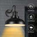 Dusk to Dawn Outdoor Gooseneck Barn Lights, Outdoor Wall Sconces Farmhouse Exterior Wall Mount Light, Vintage Outside Lighting Fixtures, Industrial Black Lanterns for Porch Garage Patio, 2 Pack
