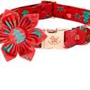 Elegant little tail Christmas Dog Collar, Female or Male Dog Collar Flower, Pet Collar Adjustable Dog Collars with Flower for Small Medium Large Dogs(XS)