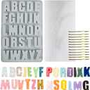 26 Large Letters Silicone Mold Alphabet Crayon Mold Chocolate Mold Biscuit Ice Cube Tray with 12 Sets of Present Packages for DIY Name Letter for Students Graduation Party