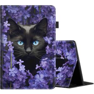 Case for All-New Amazon Fire HD 10 and Fire HD 10 Plus Tablet (Only Compatible with 11th Generation 2021 Release)-Multi-Angle View Adjustable Stand Auto Wake/Slee, Black Cat Art